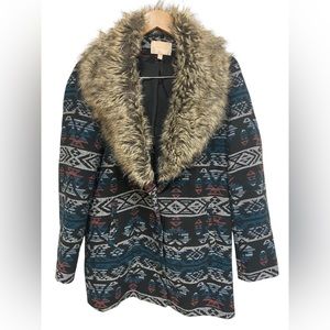 Skies Are Blue Jacket Coat Detachable Faux Fur Collar Women’s Size Small
